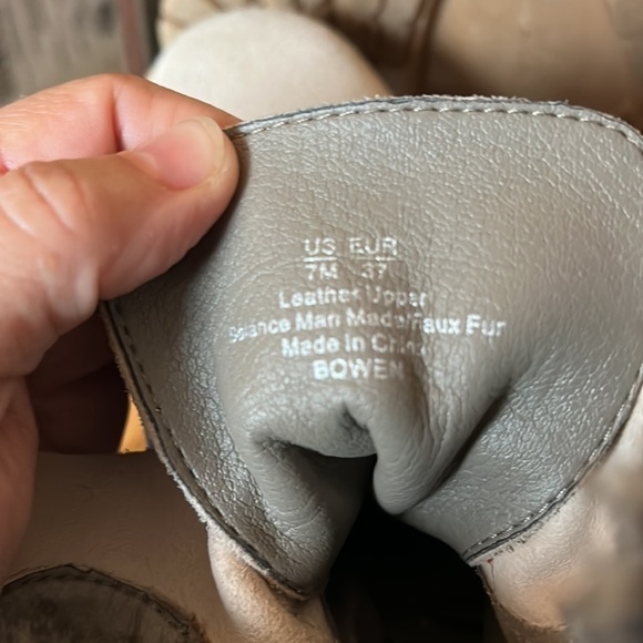 Sam Edelman Bowen Gray Suede Lace Up Faux Fur Trim Lug Sole Ankle Boots - 7 - Picture 11 of 11